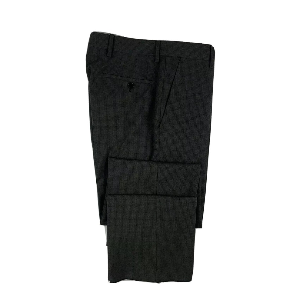 John Varvatos Brown Checked Pure Wool Mens Flat Front Trouser Size 30xUnfin NWOT